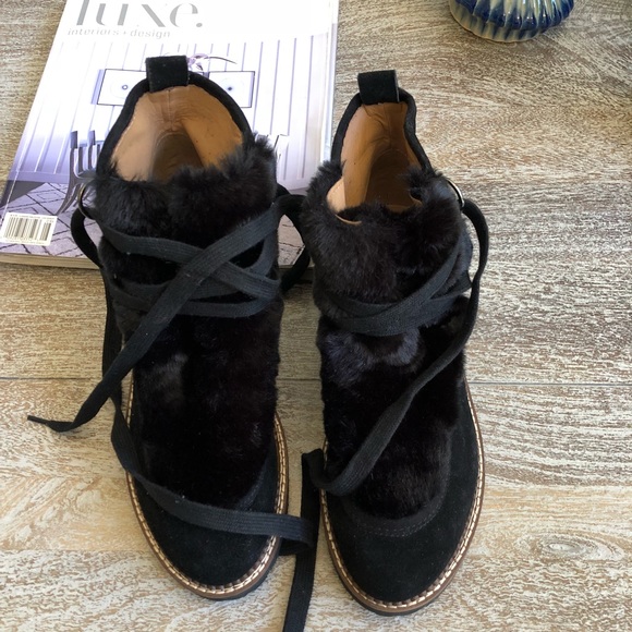 Franco Sarto Highland Faux Fur Trimmed Ankle Boot - Picture 2 of 4